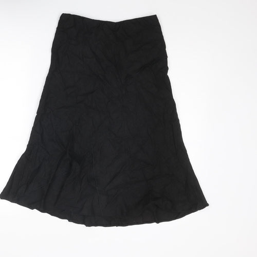 Marks and Spencer Womens Black Linen Swing Skirt Size 8