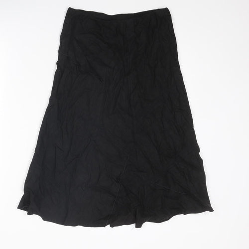 Marks and Spencer Womens Black Linen Swing Skirt Size 8
