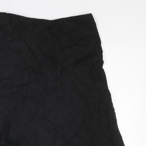 Marks and Spencer Womens Black Linen Swing Skirt Size 8