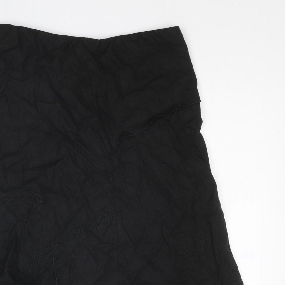 Marks and Spencer Womens Black Linen Swing Skirt Size 8
