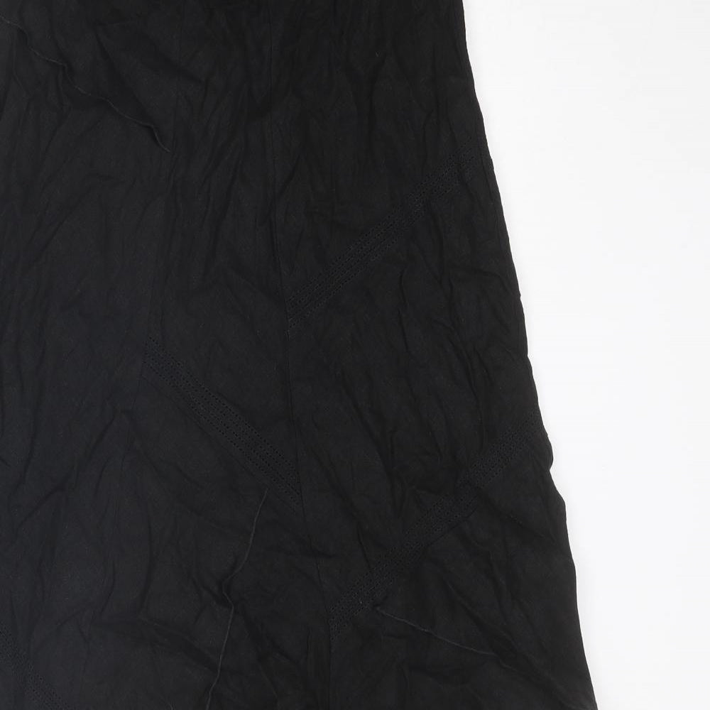 Marks and Spencer Womens Black Linen Swing Skirt Size 8
