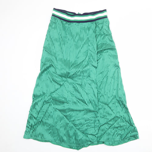 Accessorize Womens Green Striped Viscose A-Line Skirt Size M Zip