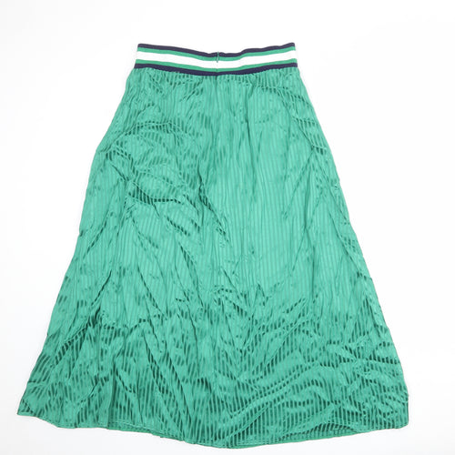 Accessorize Womens Green Striped Viscose A-Line Skirt Size M Zip