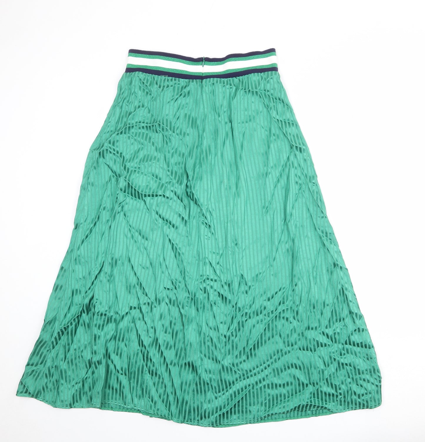 Accessorize Womens Green Striped Viscose A-Line Skirt Size M Zip