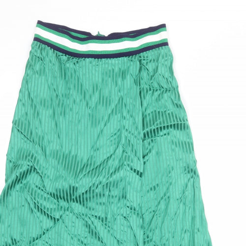 Accessorize Womens Green Striped Viscose A-Line Skirt Size M Zip