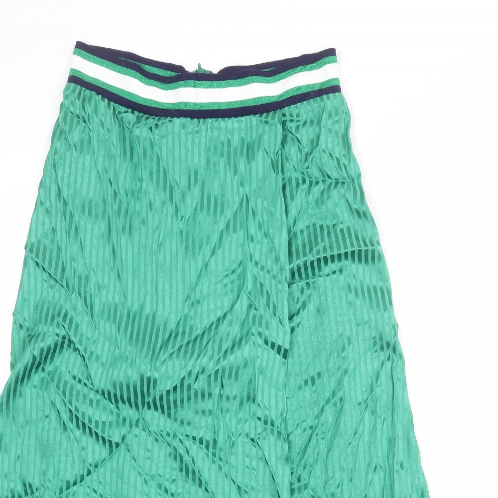 Accessorize Womens Green Striped Viscose A-Line Skirt Size M Zip