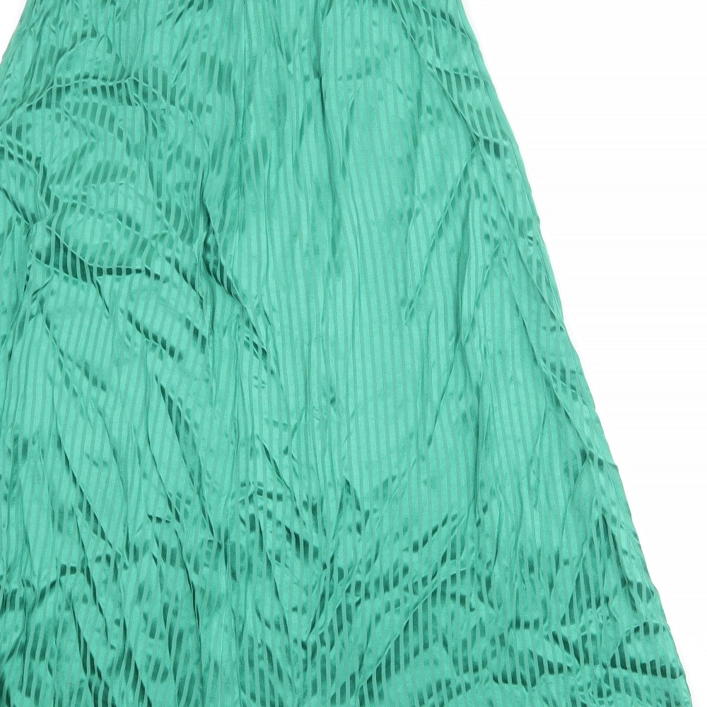 Accessorize Womens Green Striped Viscose A-Line Skirt Size M Zip