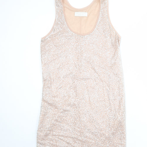 Zara Womens Pink Polyester Tank Dress Size M Round Neck Pullover