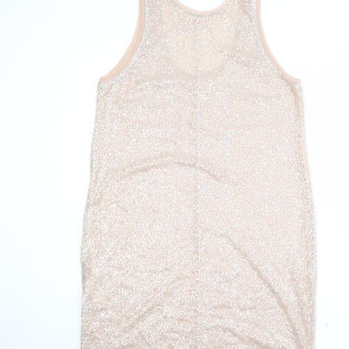 Zara Womens Pink Polyester Tank Dress Size M Round Neck Pullover