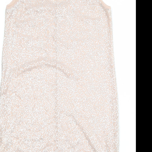 Zara Womens Pink Polyester Tank Dress Size M Round Neck Pullover