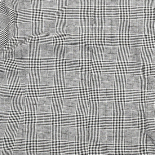 NEXT Womens Grey Plaid Polyester Basic Blouse Size 14 Round Neck