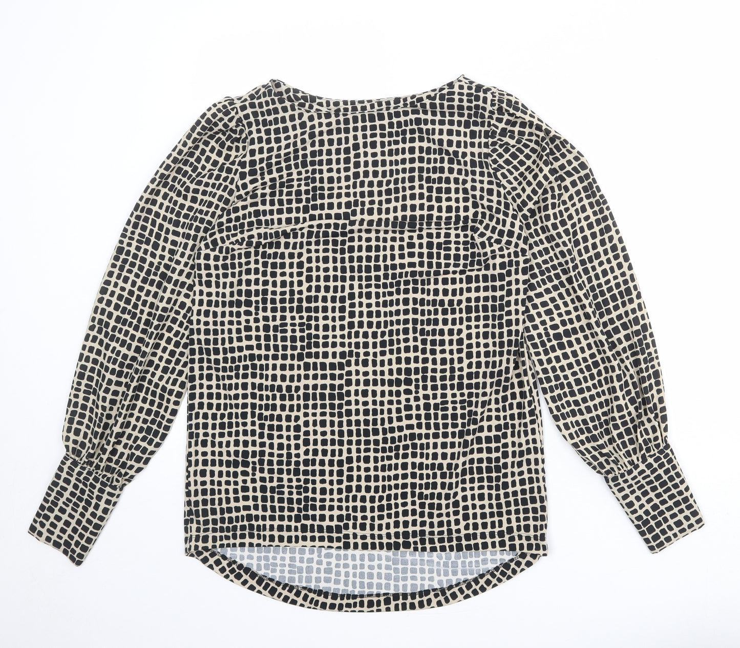 NEXT Womens Beige Geometric Polyester Basic Blouse Size 8 Boat Neck