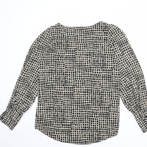 NEXT Womens Beige Geometric Polyester Basic Blouse Size 8 Boat Neck