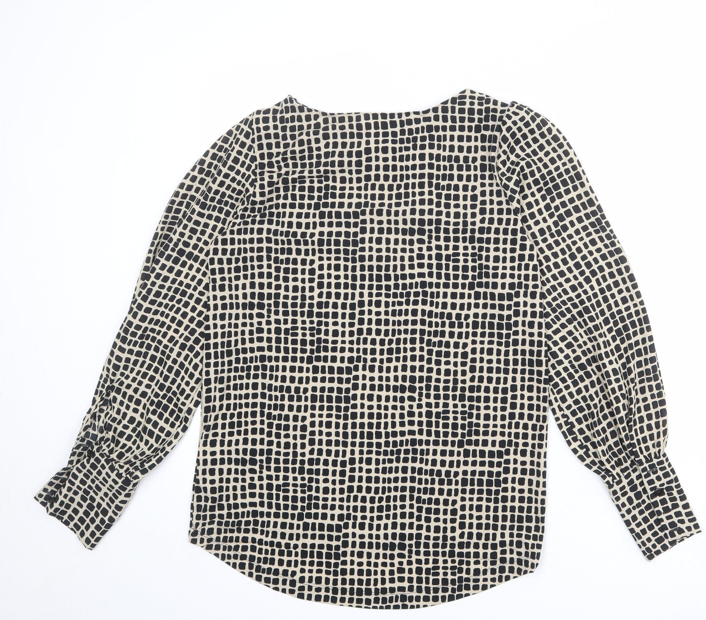 NEXT Womens Beige Geometric Polyester Basic Blouse Size 8 Boat Neck