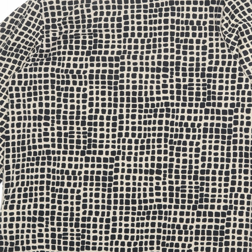 NEXT Womens Beige Geometric Polyester Basic Blouse Size 8 Boat Neck