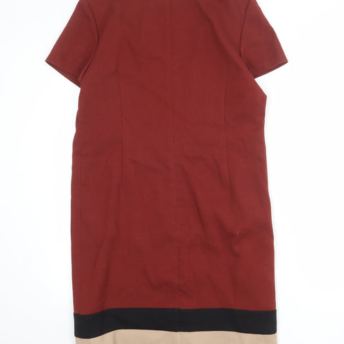marks Womens Red Colourblock Polyester Sheath Size 14 Boat Neck Zip