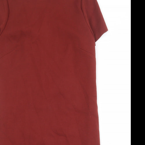 marks Womens Red Colourblock Polyester Sheath Size 14 Boat Neck Zip