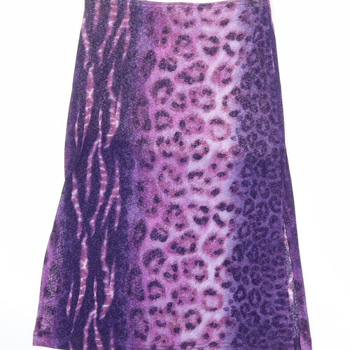 Acrobat Womens Purple Animal Print Polyester A-Line Skirt Size S - Tiger leopard pattern
