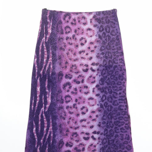 Acrobat Womens Purple Animal Print Polyester A-Line Skirt Size S - Tiger leopard pattern