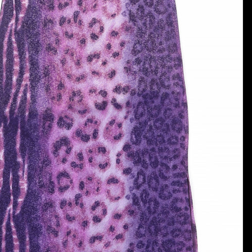 Acrobat Womens Purple Animal Print Polyester A-Line Skirt Size S - Tiger leopard pattern