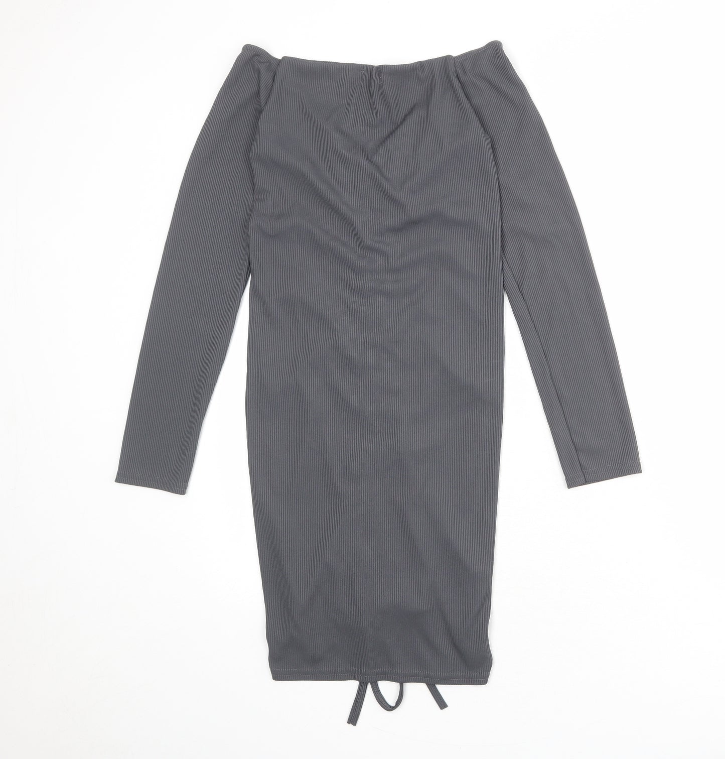PRETTYLITTLETHING Womens Grey Polyester Bodycon Size 12 V-Neck Pullover