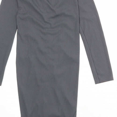 PRETTYLITTLETHING Womens Grey Polyester Bodycon Size 12 V-Neck Pullover