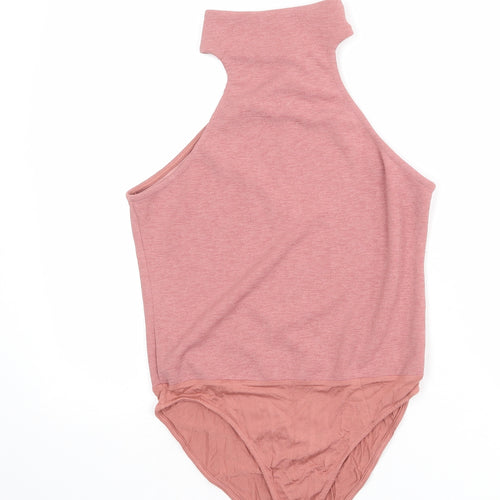River Island Womens Pink Polyester Bodysuit One-Piece Size 14 Snap