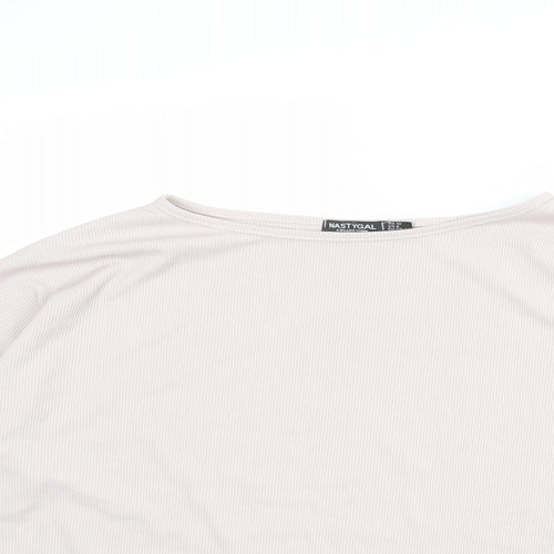 Nasty Gal Womens Grey Polyester Basic T-Shirt Size 10 Boat Neck