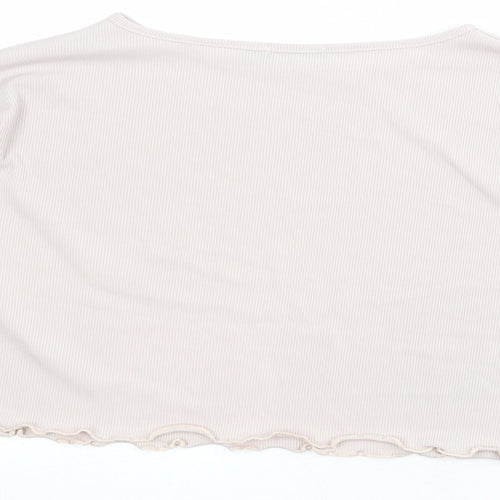 Nasty Gal Womens Grey Polyester Basic T-Shirt Size 10 Boat Neck