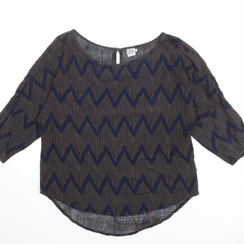 Saint Tropez Clothing Womens Blue Geometric Viscose Basic Blouse Size XS Boat Neck