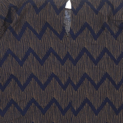 Saint Tropez Clothing Womens Blue Geometric Viscose Basic Blouse Size XS Boat Neck