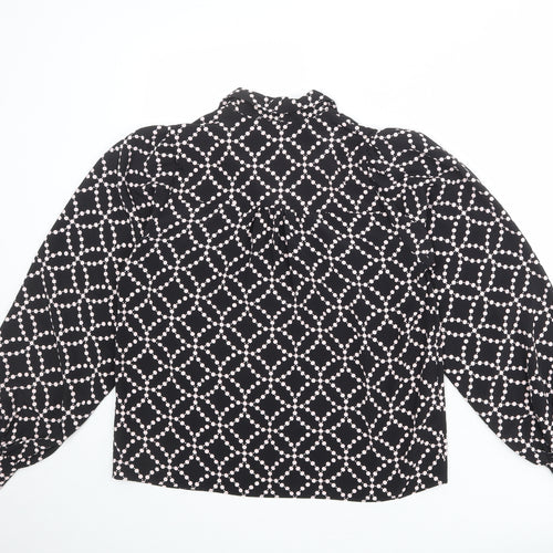 dusk Womens Black Geometric Polyester Basic Blouse Size 12 Collared