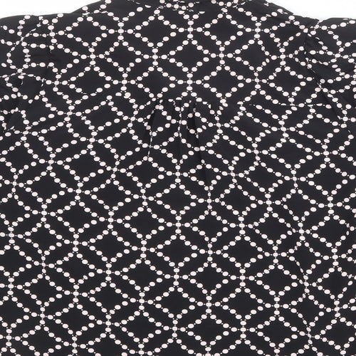 dusk Womens Black Geometric Polyester Basic Blouse Size 12 Collared