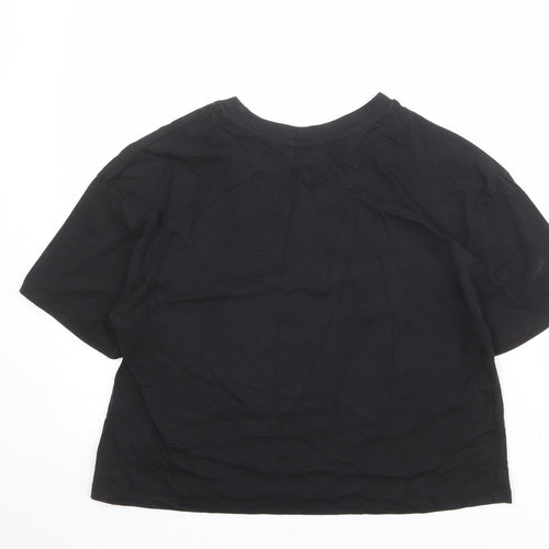 Stradivarius Womens Black 100% Cotton Basic T-Shirt Size M Crew Neck