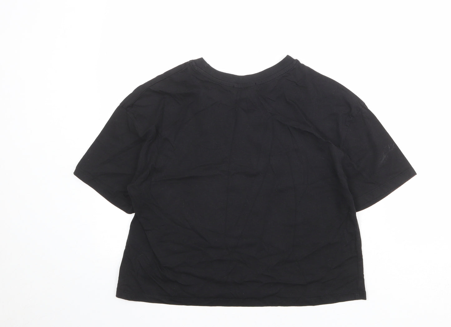 Stradivarius Womens Black 100% Cotton Basic T-Shirt Size M Crew Neck