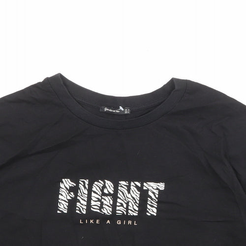 Stradivarius Womens Black 100% Cotton Basic T-Shirt Size M Crew Neck