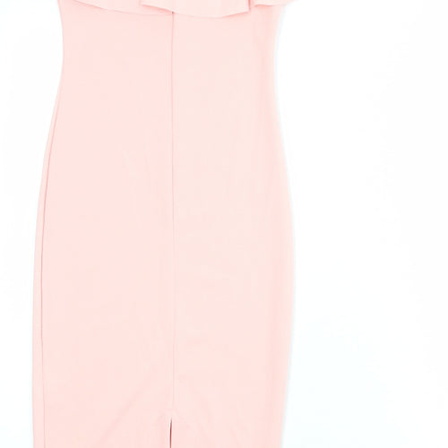 PRETTYLITTLETHING Womens Pink Polyester Shift Size 8 Off the Shoulder Pullover