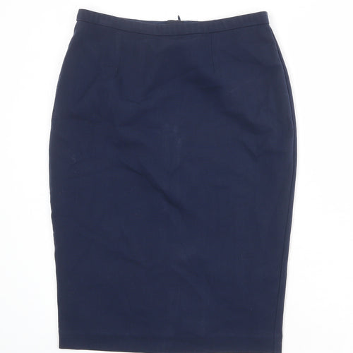 Marks and Spencer Womens Blue Polyester Straight & Pencil Skirt Size 10 Zip