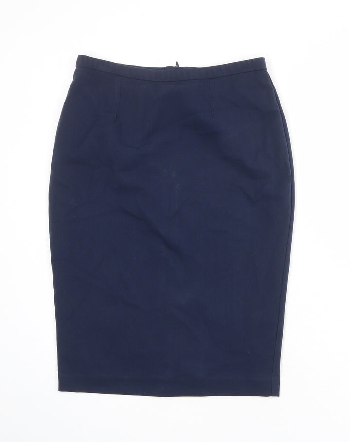 Marks and Spencer Womens Blue Polyester Straight & Pencil Skirt Size 10 Zip