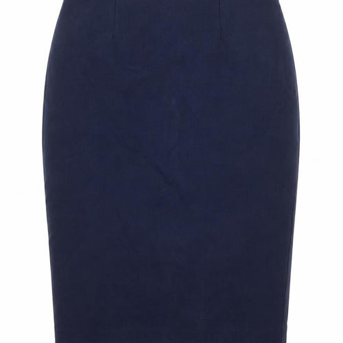 Marks and Spencer Womens Blue Polyester Straight & Pencil Skirt Size 10 Zip