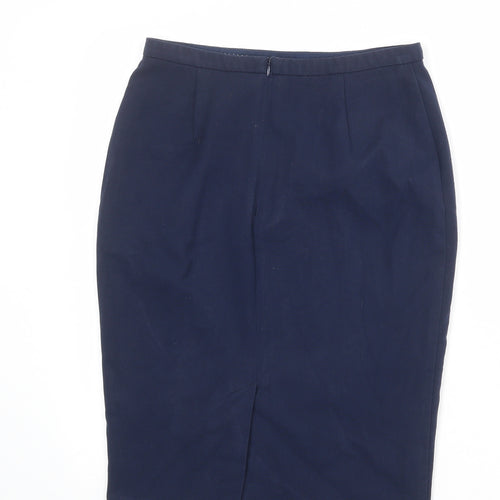 Marks and Spencer Womens Blue Polyester Straight & Pencil Skirt Size 10 Zip