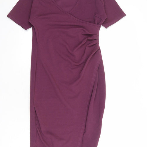 PRETTYLITTLETHING Womens Purple Polyester Shift Size 12 V-Neck Pullover