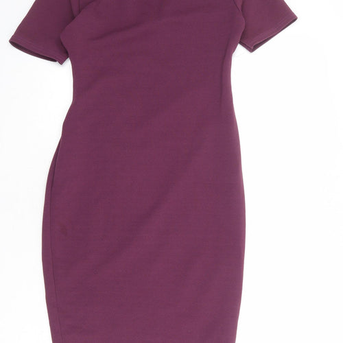 PRETTYLITTLETHING Womens Purple Polyester Shift Size 12 V-Neck Pullover
