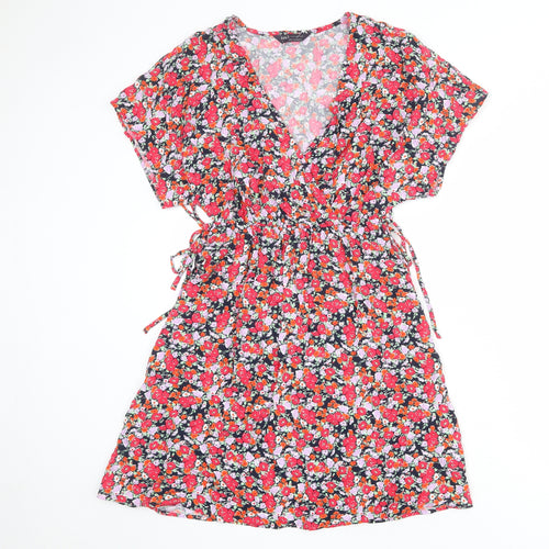 Marks and Spencer Womens Multicoloured Floral Viscose A-Line Size 6 V-Neck Pullover