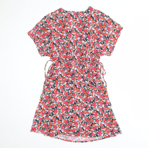 Marks and Spencer Womens Multicoloured Floral Viscose A-Line Size 6 V-Neck Pullover