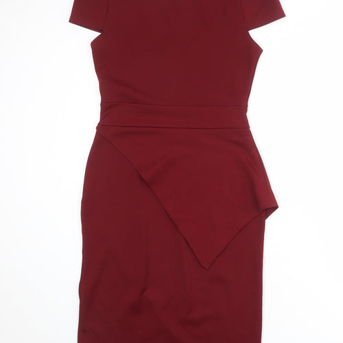 Boohoo Womens Red Polyester Shift Size 12 Round Neck Pullover