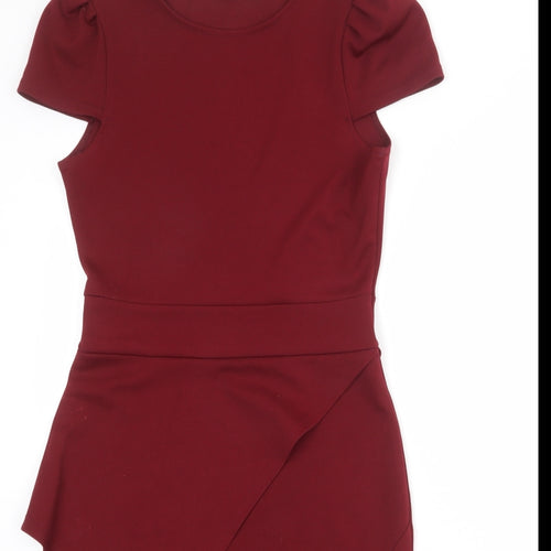 Boohoo Womens Red Polyester Shift Size 12 Round Neck Pullover