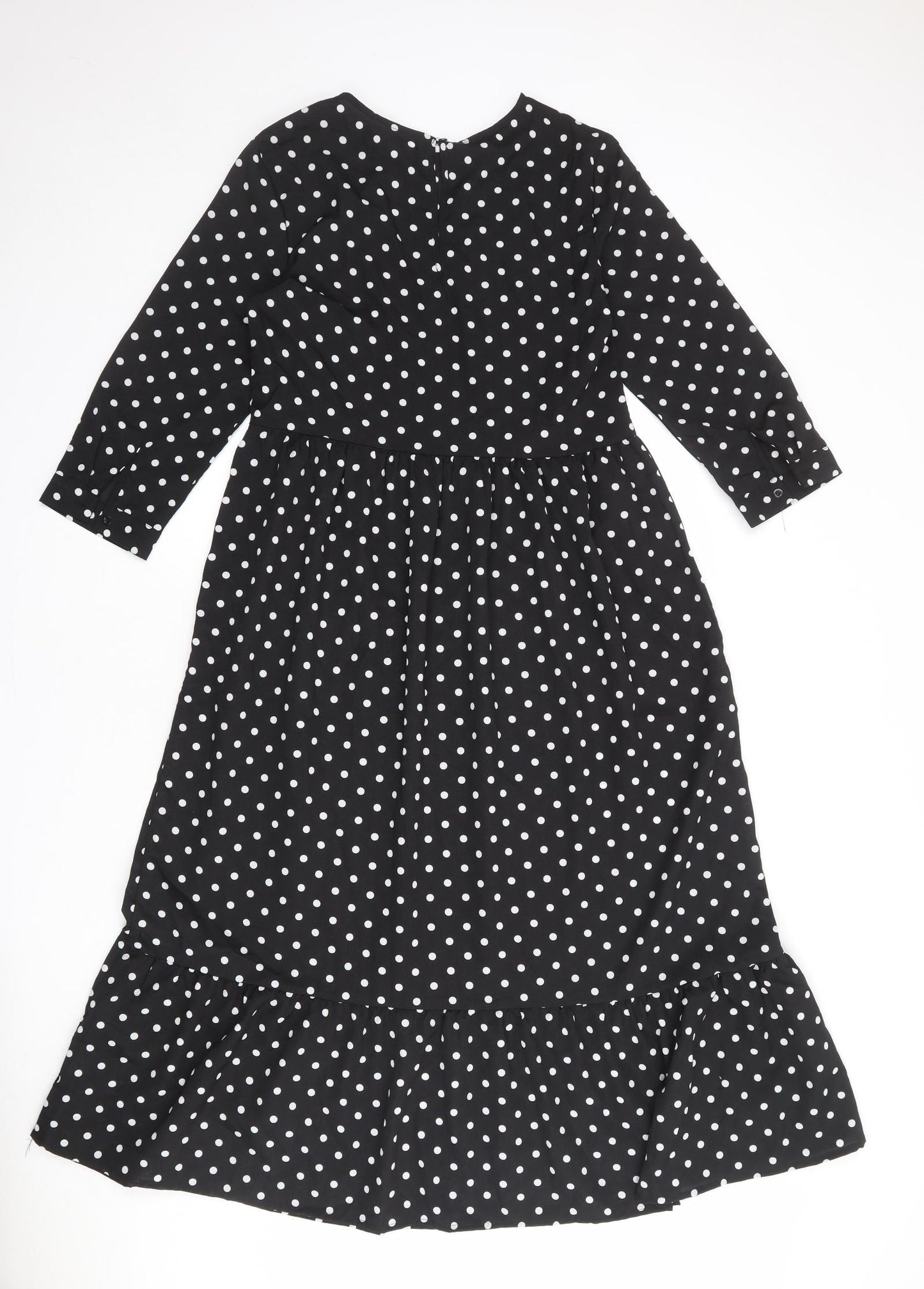 Urban Bliss Womens Black Polka Dot Polyester A-Line Size 10 Round Neck Button