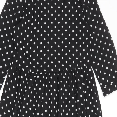 Urban Bliss Womens Black Polka Dot Polyester A-Line Size 10 Round Neck Button