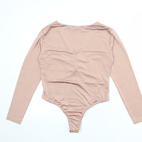 Missguided Womens Pink Polyester Bodysuit One-Piece Size 14 Snap